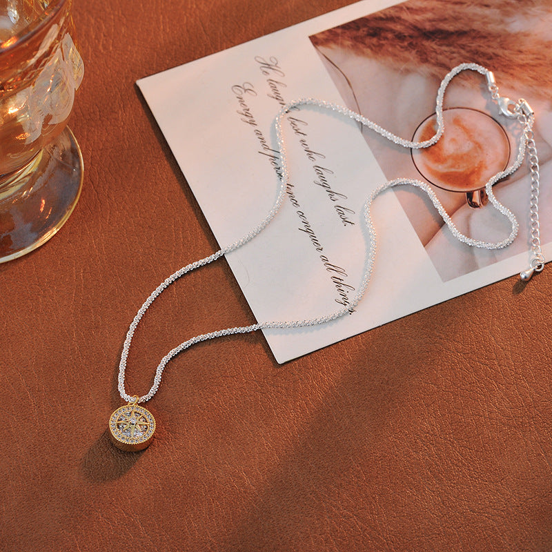 New Year's Hot-Selling Niche Retro Fashion Elegant Light Luxury High-End Micro-Paved Zircon Eight-Pointed Star Necklace