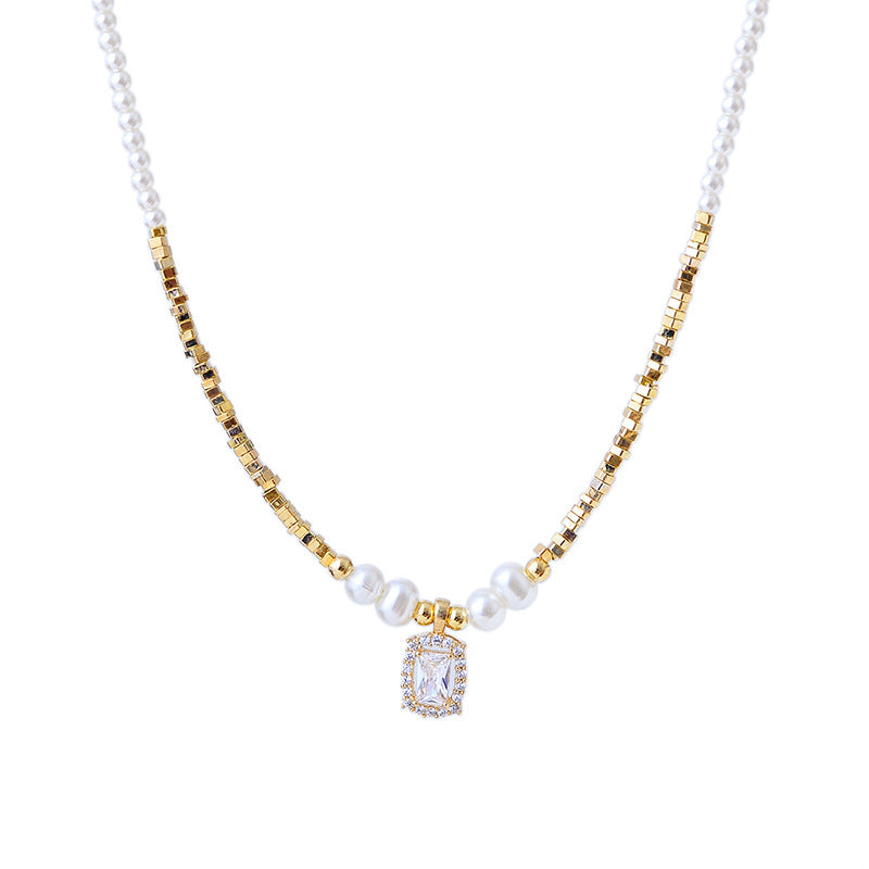 Summer High-End Niche Crystal Zircon Beaded Pendant Women's Collarbone Necklace Jewelry