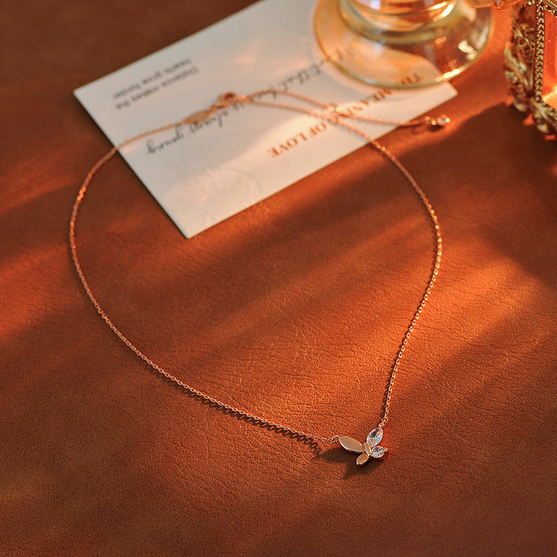 New Fashionable Light Luxury Elegant Fresh Sweet Zircon Inlaid Butterfly Shape Niche Women's Earrings