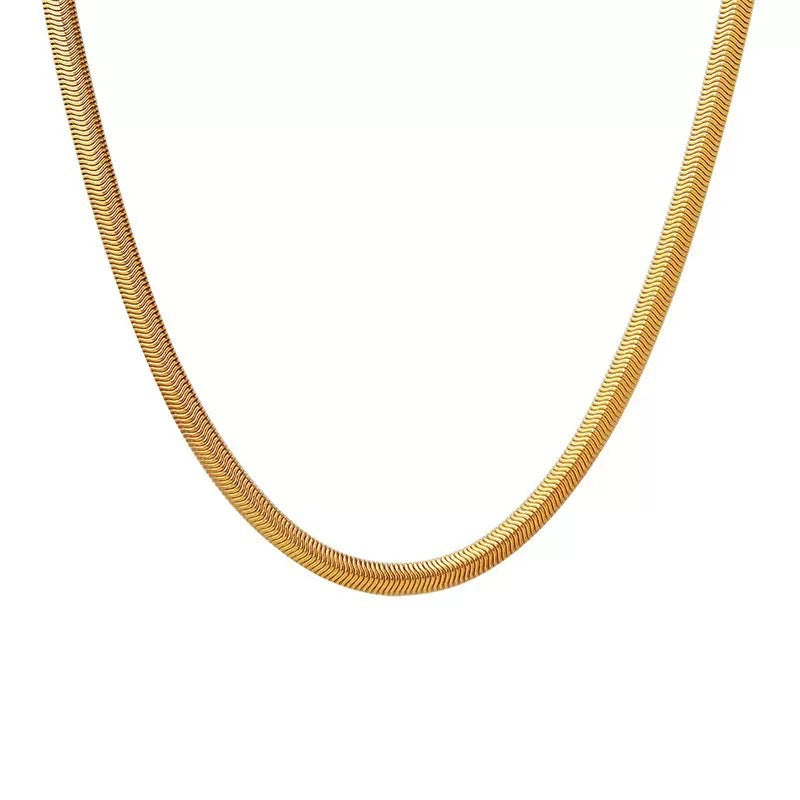 Non-Fading~ Plus Size Long 18K Gold Plated Soft Snake Bone Chain Collarbone Necklace for Plus Size Women Sweater Chain Long Style Niche