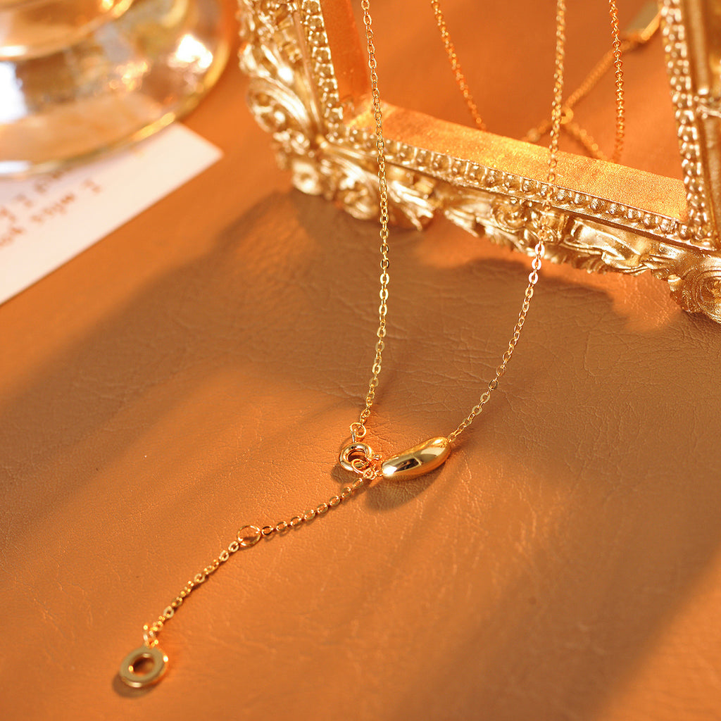 Pea Necklace Acacia Bean Real Gold Plated Light Luxury High-end Necklace Xiaohongshu Hot Item