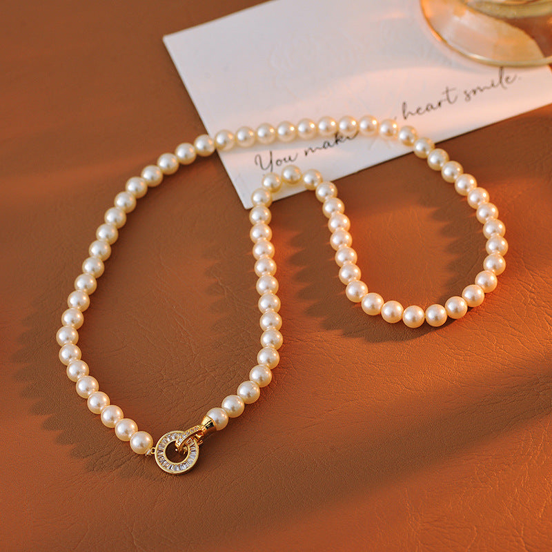 Shijia Pearl Necklace for Women New Hot-Selling Light Luxury Niche Autumn Winter Ni Ni Same Style Mom Style