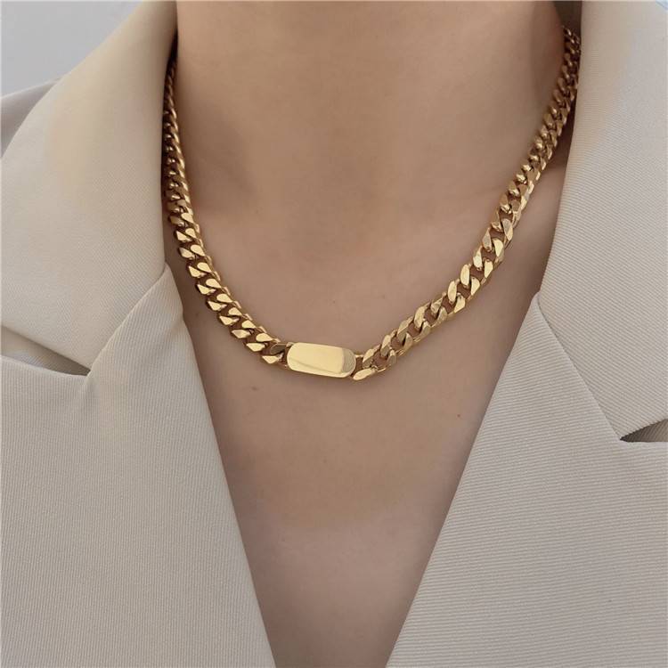 Fashionable Titanium Steel Thick Chain Necklace INS Internet Celebrity Metal Style Retro Choker Collarbone Chain Trend