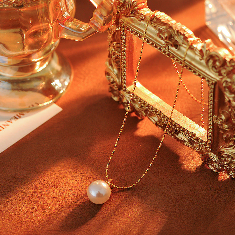 Persimmon Wish Pearl Pendant Necklace Accessory for Women Sweater Chain New Hot Style Exquisite Choker Light Luxury Niche