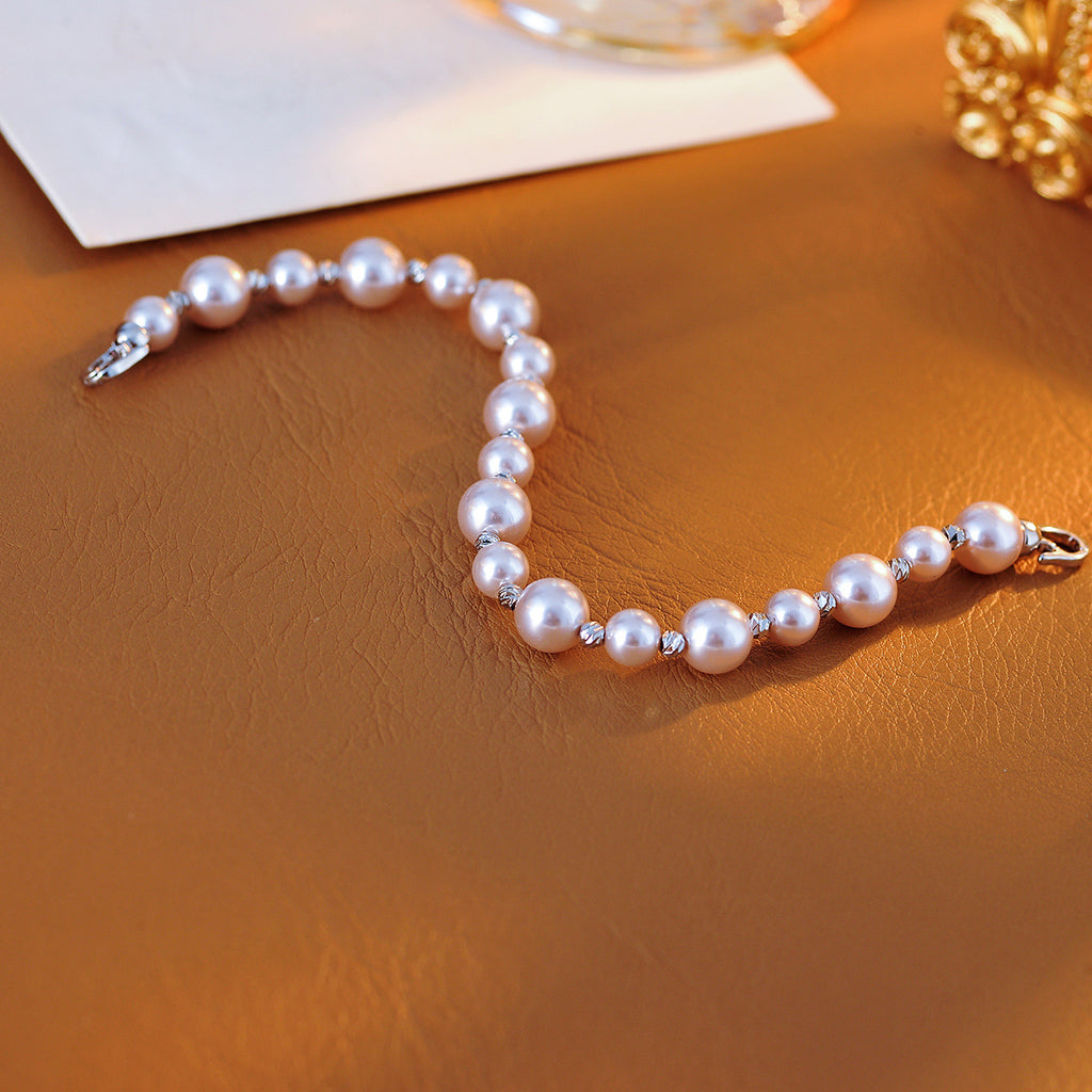 Manta Rose Purple Pink Pearl Fragment Silver Bracelet for Women, Niche Design, High-End Luxury Bracelet, Elegant Socialite Jewelry