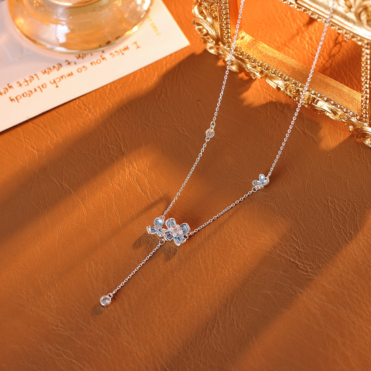 Real Gold Plated Flower Necklace Earrings Bracelet Jasmine Flower High-end Light Luxury Niche Necklace Jewelry