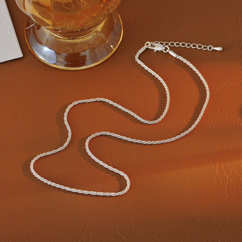 Italy VICENZA Niche Electroplated Palladium White K Sparkling Clavicle Chain Starry Sky Bare Chain Light Luxury