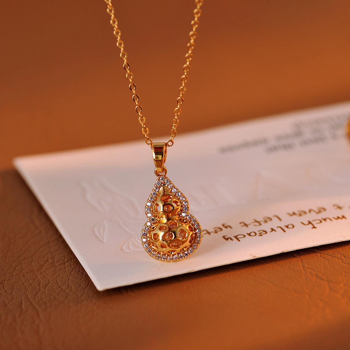 Gourd Necklace Xiaohongshu Same Style Real Gold Electroplated Hollow Necklace Pendant Light Luxury High-end Jewelry