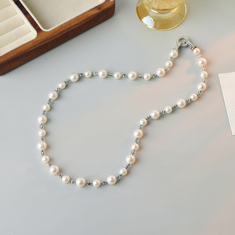 Shijia Style French Pearl Necklace Non-Fading Beaded Necklace Versatile High-End Simple Niche Bracelet Necklace
