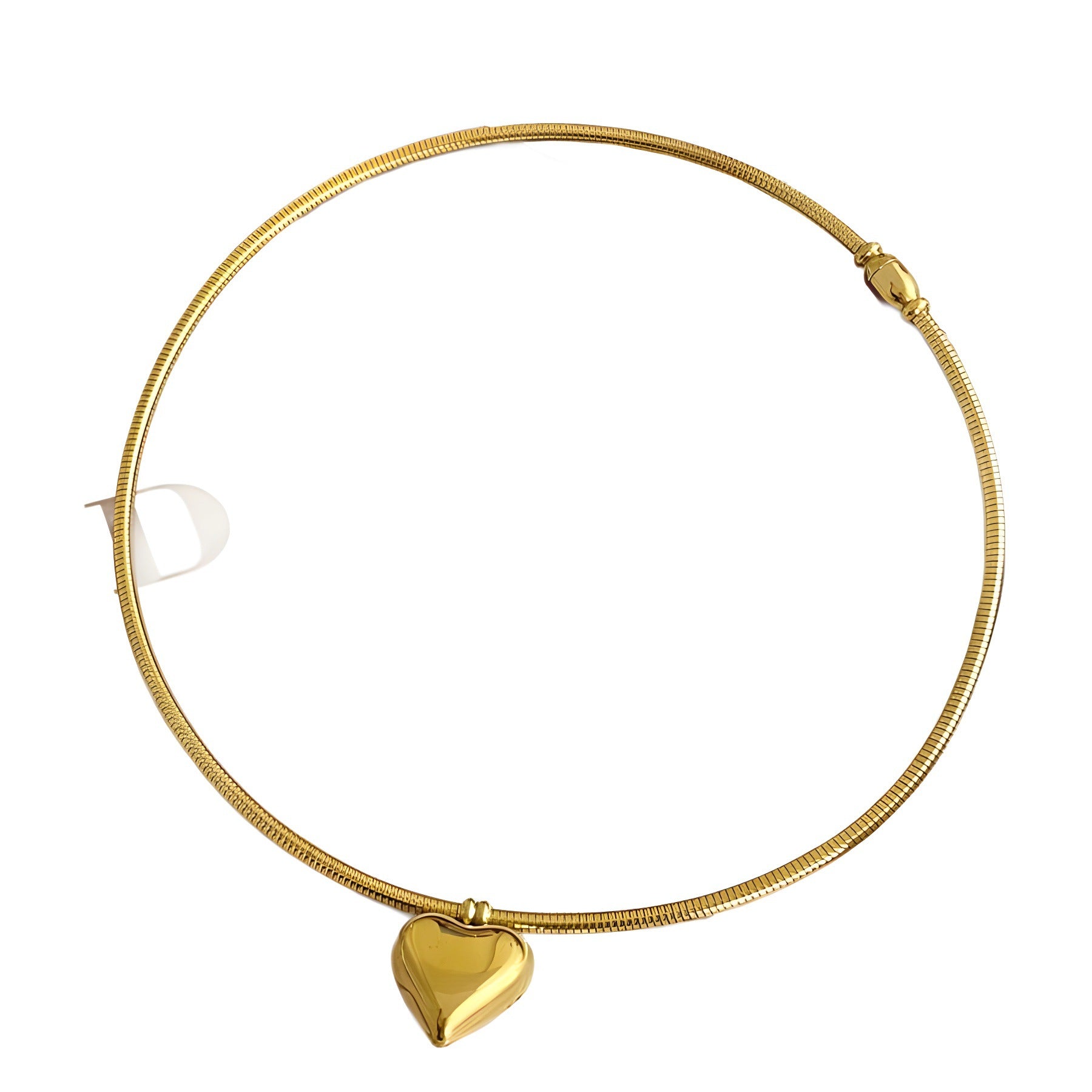 New Ins Style Titanium Steel Heart Pendant Choker Necklace for Women Simple Versatile High-end Neck Ring Jewelry