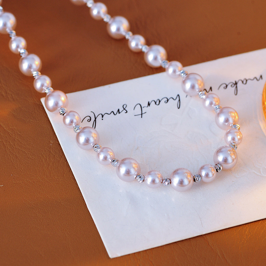 Manta Rose Purple Pink Pearl Fragment Silver Bracelet for Women, Niche Design, High-End Luxury Bracelet, Elegant Socialite Jewelry