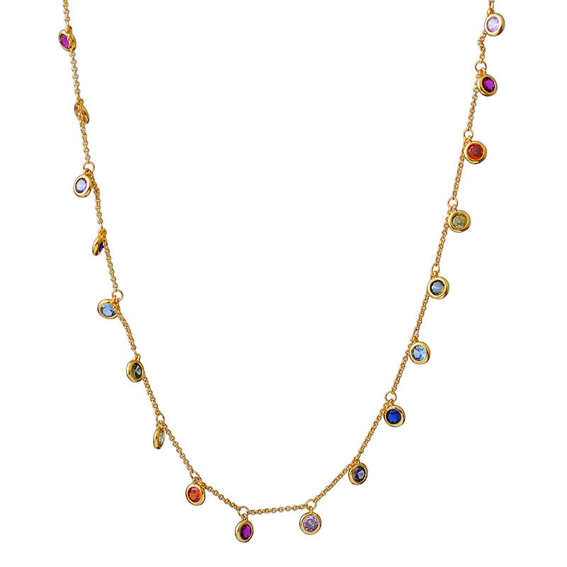 New Women's Necklace South American Style Color Matching Zircon Stone Pendant Personality Earrings Necklace Manufacturer