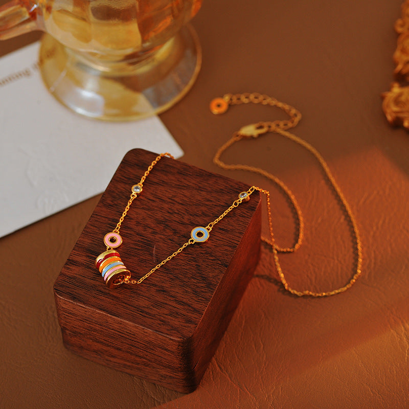 Rainbow Fashion Dopamine Necklace Ins Simple Design Exquisite Fashion Versatile Small Waist Bracelet Necklace Set