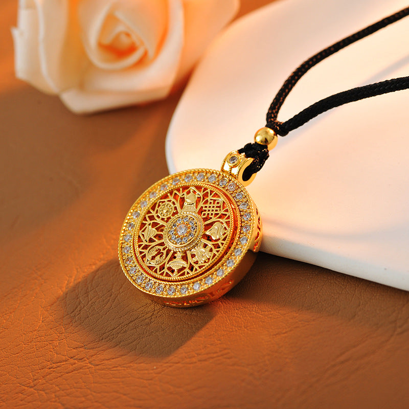 Eight Treasures Compass Necklace New Hot-Selling Pendant for Women New Chinese Style National Trend Pendant Woven Rope Black Rope Light Luxury