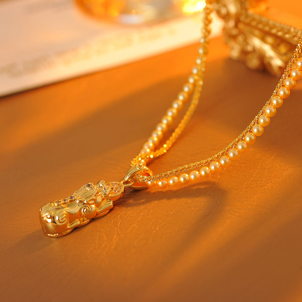 New Chinese Style National Trend Pixiu Pendant Necklace Layered Clavicle Chain Light Luxury High-end Accessories