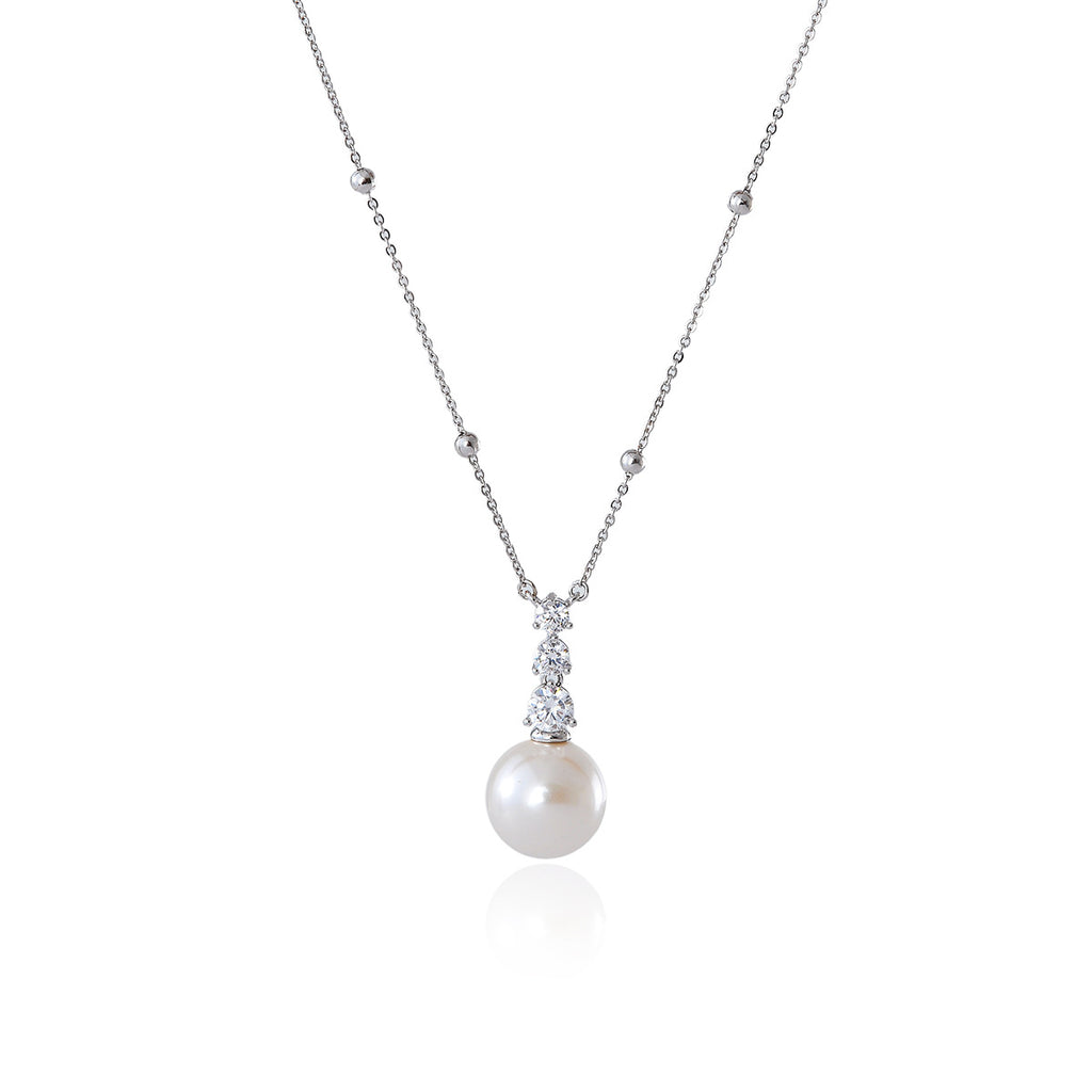Simple Versatile Pearl Necklace New Classic Sparkling Zircon Collarbone Chain Daily Commute Party Accessories
