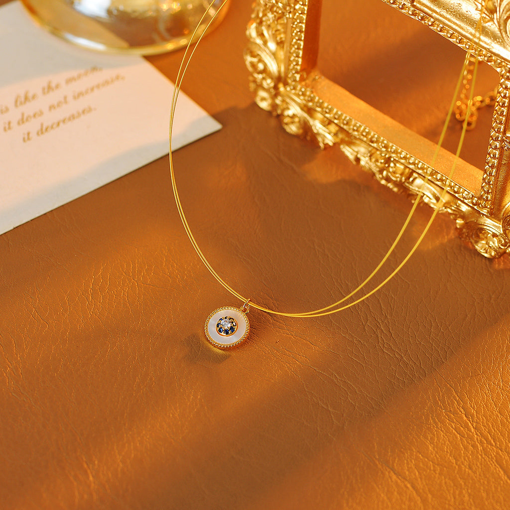 Eight-Pointed Star High-End Natural Mother-of-Pearl Fishing Line Necklace European and American Light Luxury Style Adjustable Pull Jewelry for Women