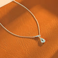 Minimalist Cool Style Zircon Water Drop Necklace Blue High-End Adjustable Y-Shaped Collarbone Chain