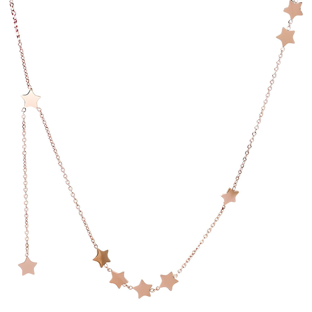 Korean Version Simple Elegant Five-Pointed Star Internet Celebrity Necklace for Women Titanium Steel Non-Fading Exquisite Collarbone Chain Versatile Minimalist Style