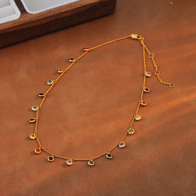 New Women's Necklace South American Style Color Matching Zircon Stone Pendant Personality Earrings Necklace Manufacturer