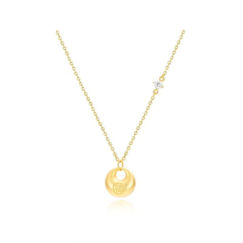 New Chinese Style Golden Lucky Bag Necklace New Niche Retro Light Luxury High-end Sweater Chain Elegant Jewelry