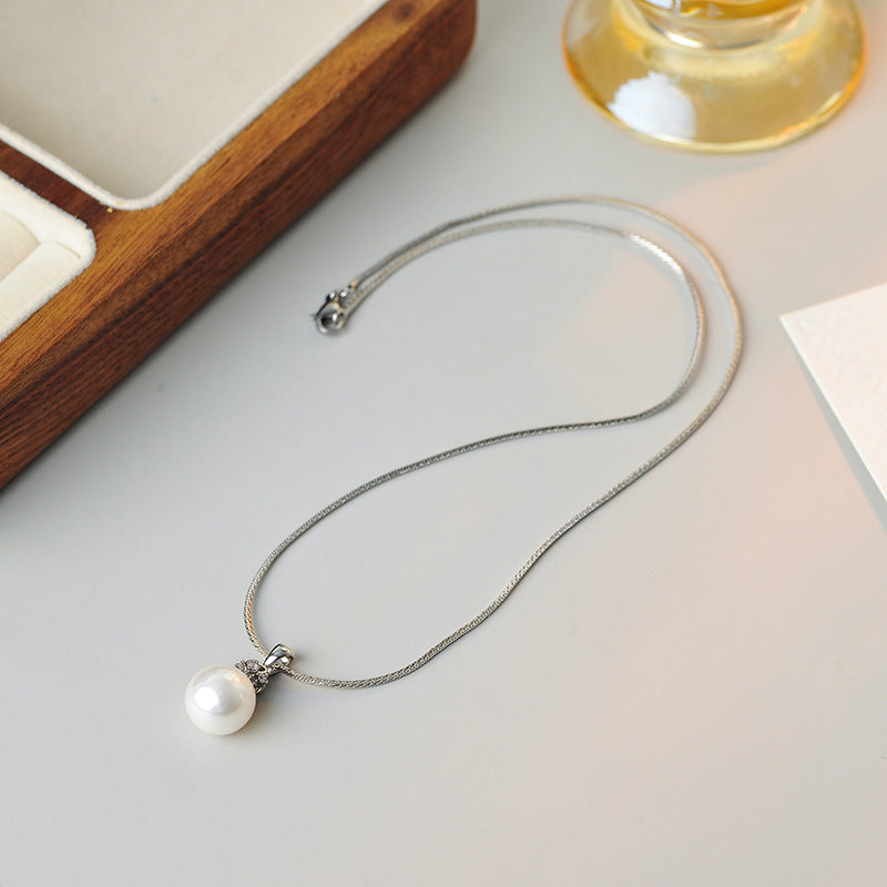 New Year's Pearl Necklace for Women, Shijia Pumpkin Cover, Perfectly Round, Light Luxury, High-End Feel, Versatile and Exquisite Collarbone Chain