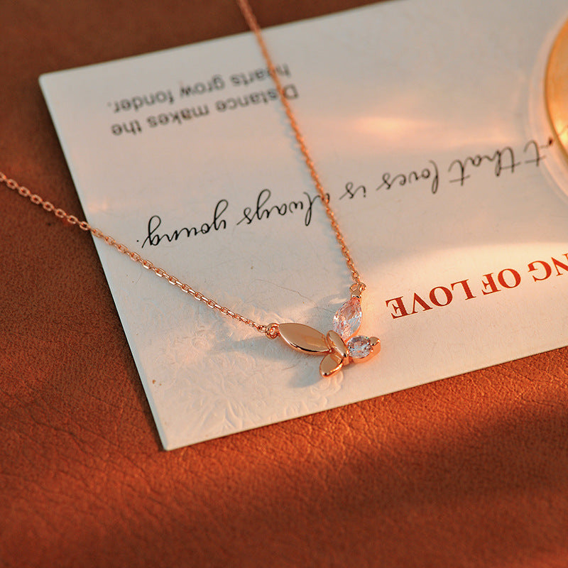 New Fashionable Light Luxury Elegant Fresh Sweet Zircon Inlaid Butterfly Shape Niche Women's Earrings