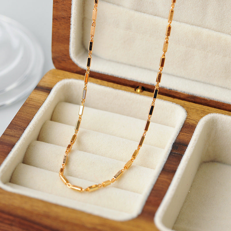 Thin Rectangle Necklace Chain for Women Fashion Simple Niche Design Sense Ins Cool Style Elegant Exquisite Jewelry