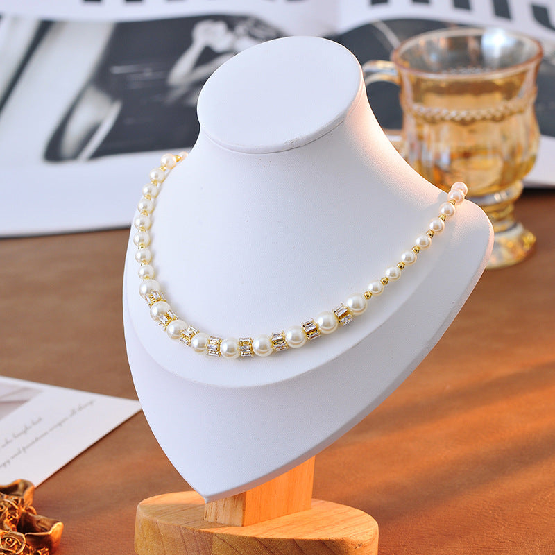 French Style Round Gradient Pearl Necklace Collarbone Chain Light Luxury Niche Elegant Versatile Starry Sky Choker