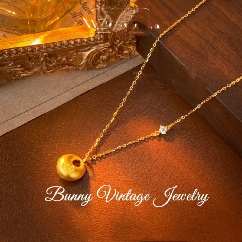 New Chinese Style Golden Lucky Bag Necklace New Niche Retro Light Luxury High-end Sweater Chain Elegant Jewelry