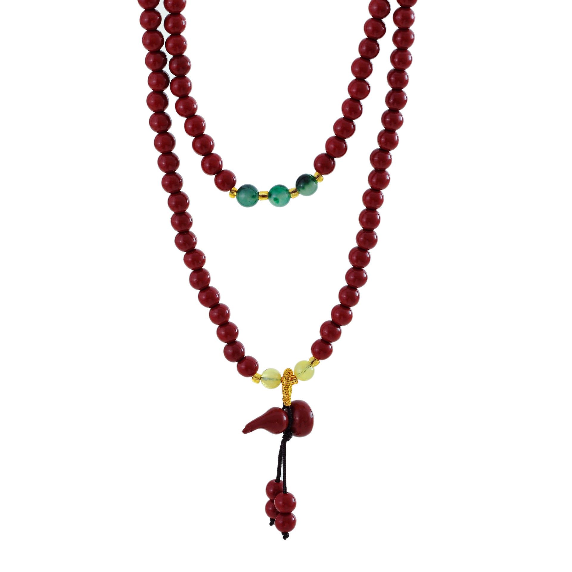 High Content Natural Cinnabar 6mm Bead Three Circle Bracelet Necklace Female Peace Gourd Long Bracelet Ethnic Style Purple Gold Sand