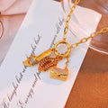 Sexy Sparkling Diamond Red Lips Cute Earrings 3D Bag Creative High Heels Multi-Drop Necklace Collarbone