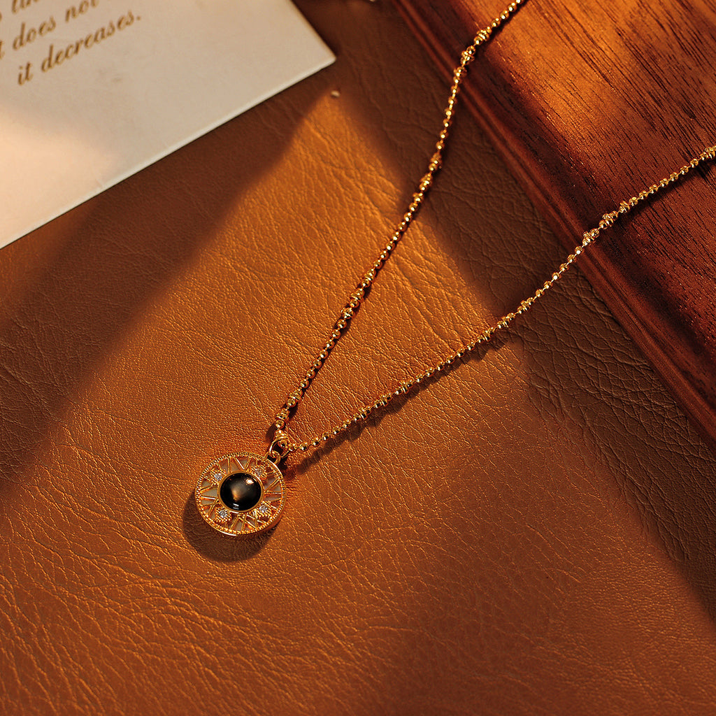 Natural Stone Round Flame Pendant Detachable Single Pendant Pearl Necklace with Small Drop