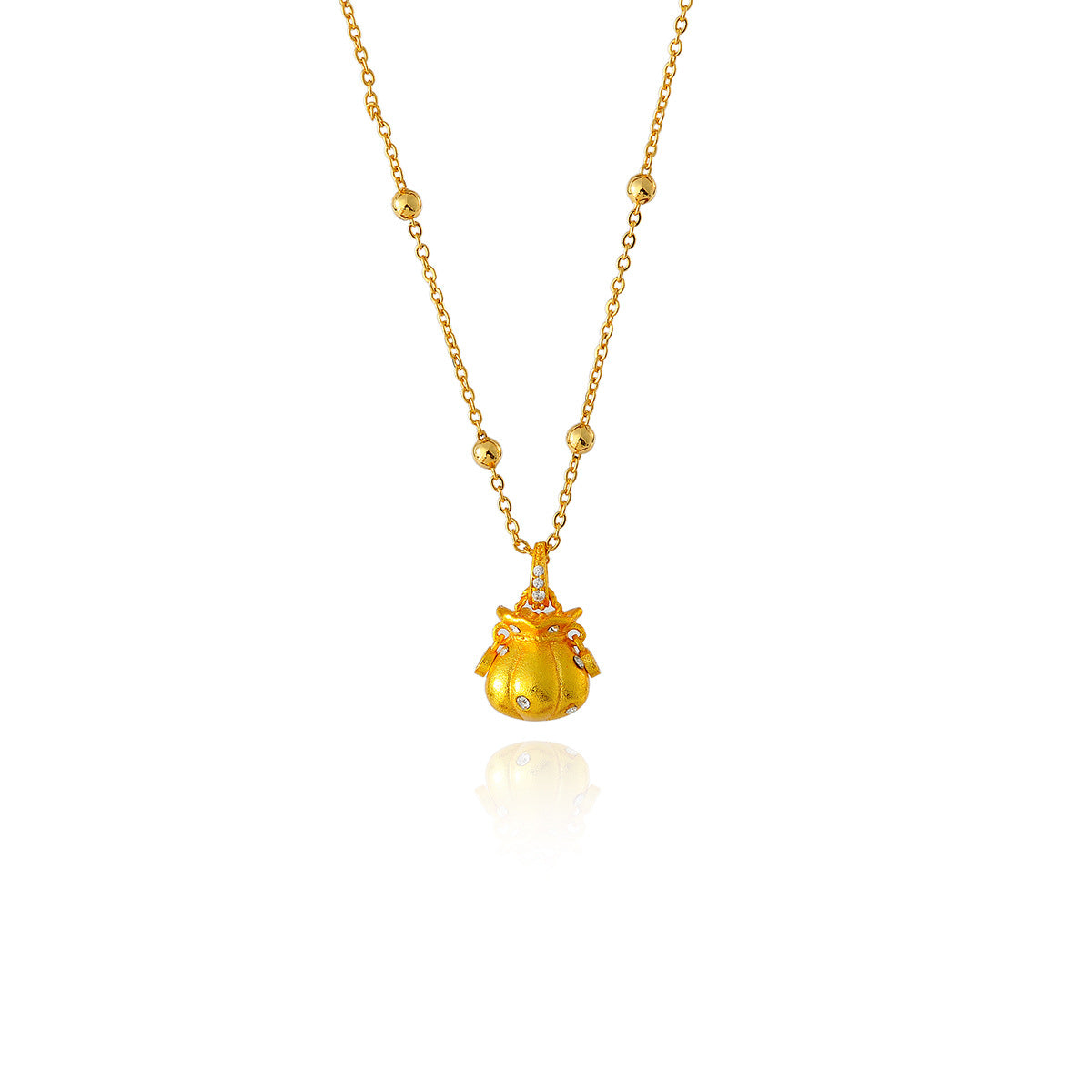 New Chinese Style National Trend Gold Money Bag Necklace Fashion Versatile High-end Pendant Exquisite Simple Accessory