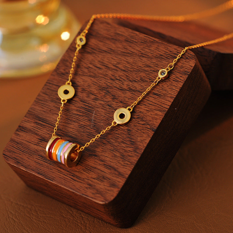 Rainbow Fashion Dopamine Necklace Ins Simple Design Exquisite Fashion Versatile Small Waist Bracelet Necklace Set