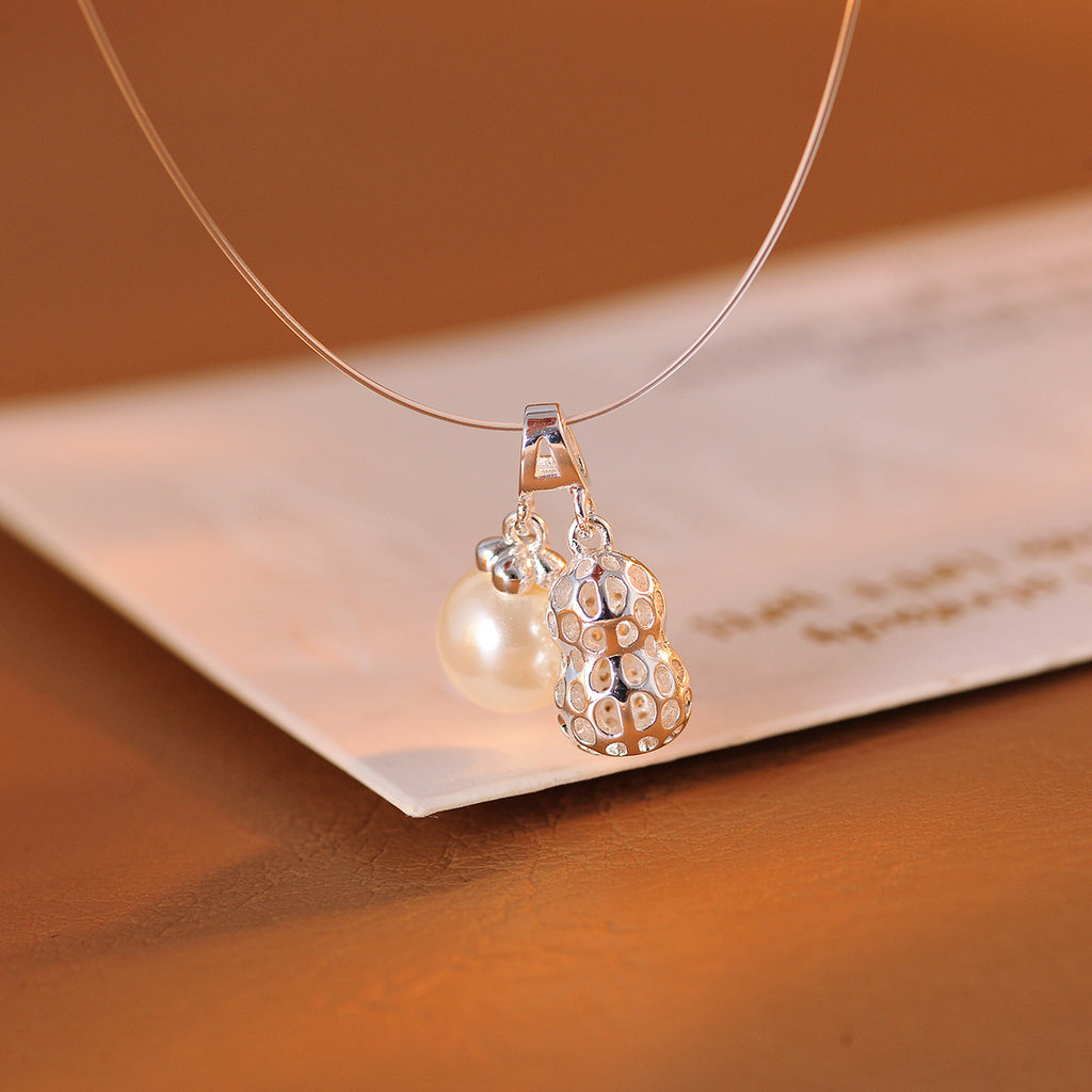 Peanut Fish Line Necklace Little Red Book Same Style Niche Light Luxury High-end Necklace Collarbone Chain