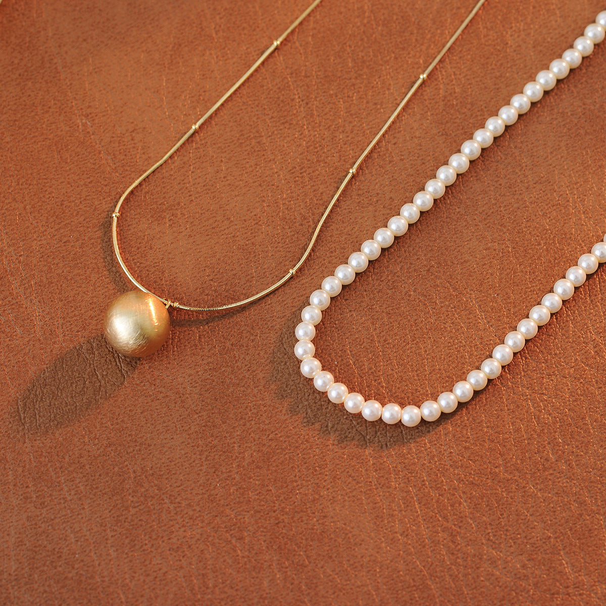 Imitation Shijia Pearl Necklace Layered Double Layer Round Bead Pendant Collarbone Chain for Women New Light Luxury Niche Neck Chain