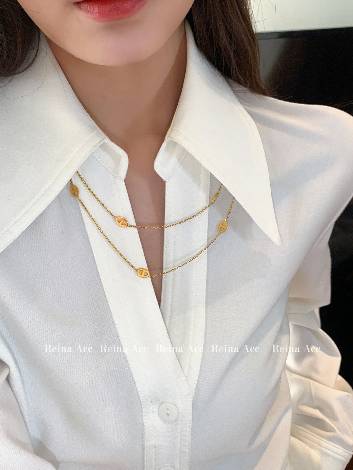 Long Pig Nose Necklace Elegant Luxury 18K Real Gold Titanium Steel Non-Fading High-End Women's Sweater Chain Jewelry