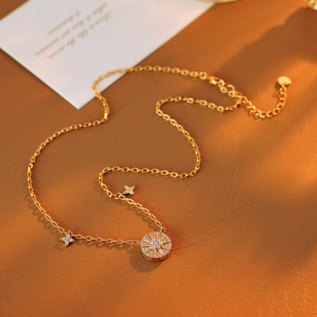 Eight-Pointed Star Necklace Ins Style Sun Star Chart Necklace Niche Fashion Light Luxury Elegant Commuting Versatile