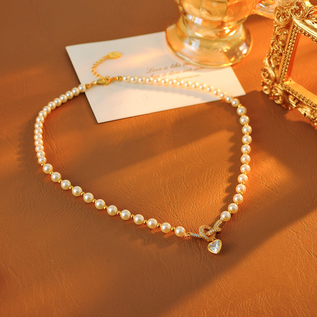 Light Luxury Zircon Pearl Necklace for Women 2025 New Hot-Selling High-End Collarbone Chain Versatile Choker