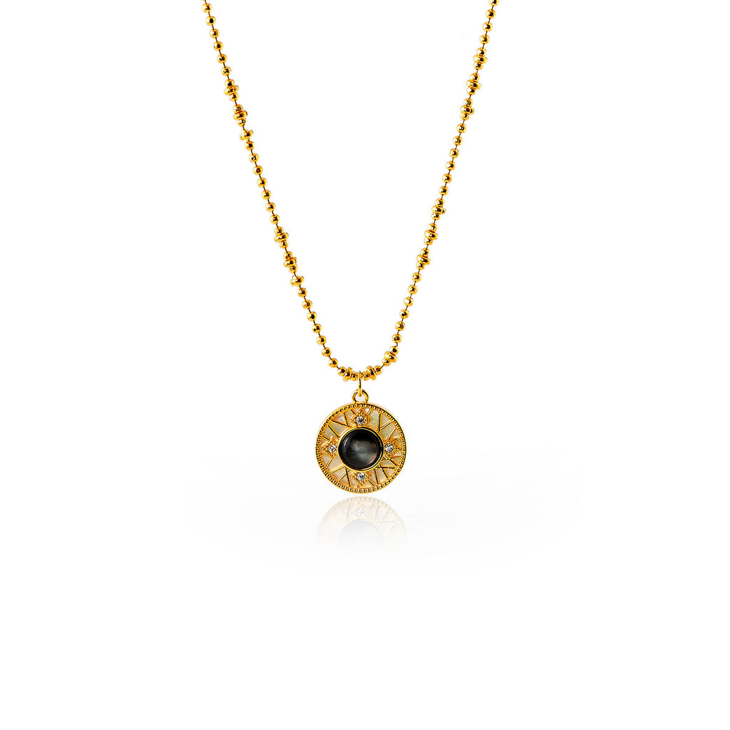 Natural Stone Round Flame Pendant Detachable Single Pendant Pearl Necklace with Small Drop