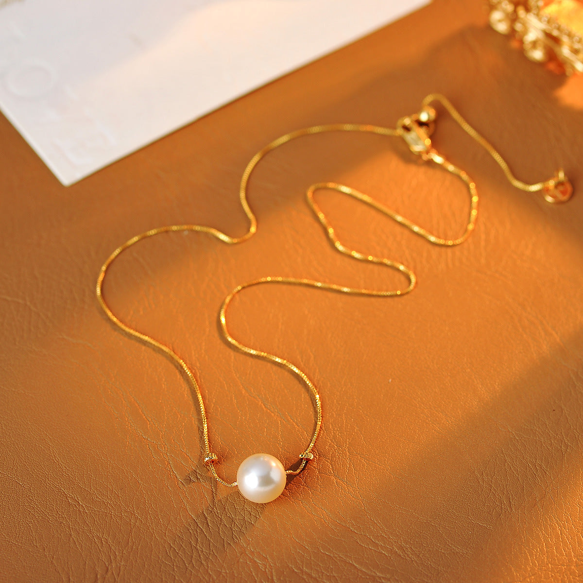Real Gold Plated Single Pearl Niche Light Luxury High-End Collarbone Necklace Versatile Elegant Necklace