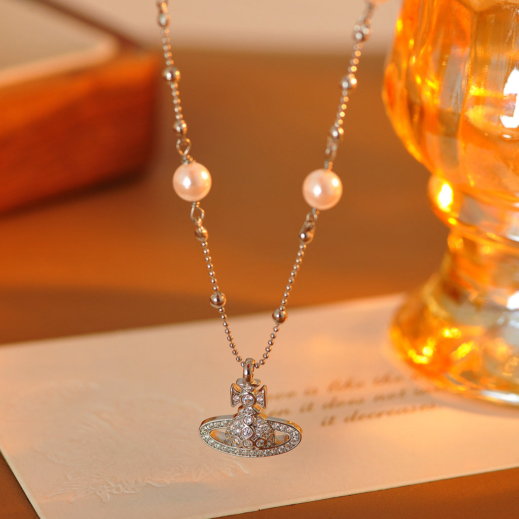 Empress Dowager Saturn Necklace Summer New Butterfly Collarbone Chain High-end Light Luxury Niche Accessory