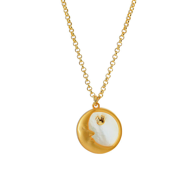 European and American Fashion Starry Sea Moon Shell Sweater Chain for Women High-end Long Vintage Design Versatile Necklace