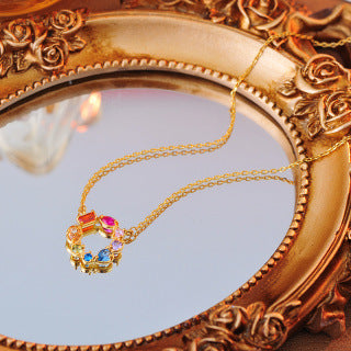 Rainbow Series Summer New European and American Style Colorful Zircon Necklace Collarbone Chain Manufacturer