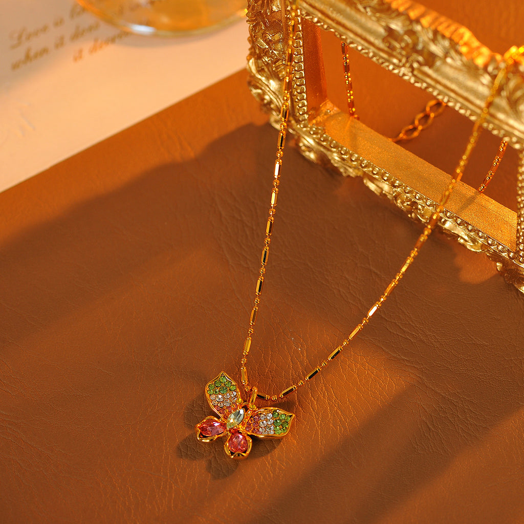 Liu Shishi Same Style Shijia Colorful Butterfly Necklace High-end Light Luxury Stunning Dopamine Necklace for Women