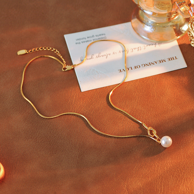 New Quality Single Pearl Knot Necklace for Women, Popular Elegant Sweater Chain, Versatile Neck Chain, Simple and Fashionable