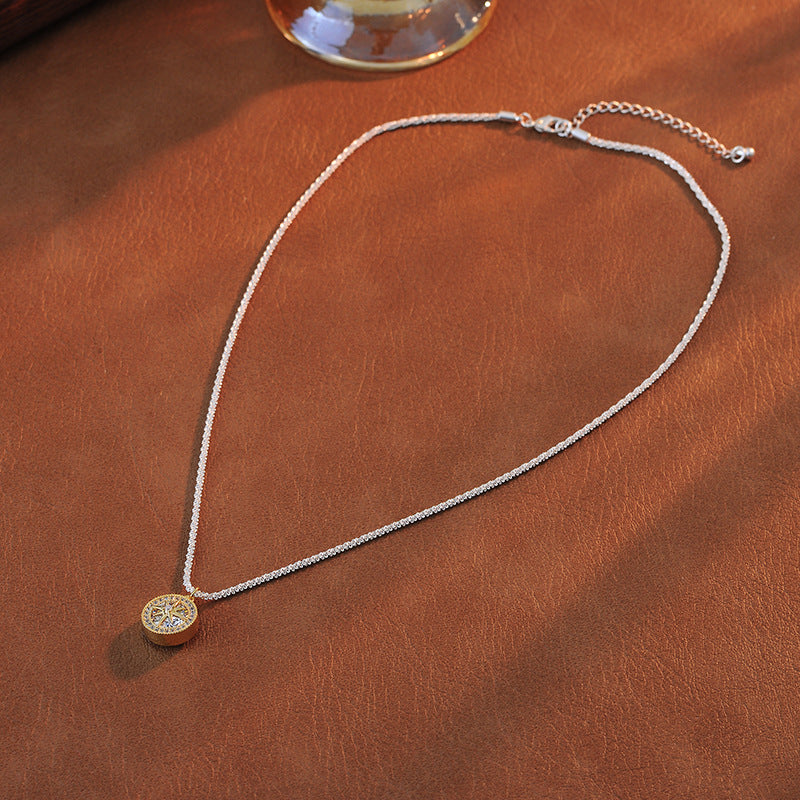 New Year's Hot-Selling Niche Retro Fashion Elegant Light Luxury High-End Micro-Paved Zircon Eight-Pointed Star Necklace