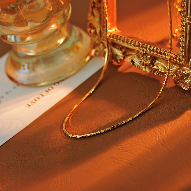 Interchangeable Pendant Fashion Simple Collarbone Chain Necklace Niche Light Luxury High-end Necklace Plain Chain Snake Bone Chain Necklace