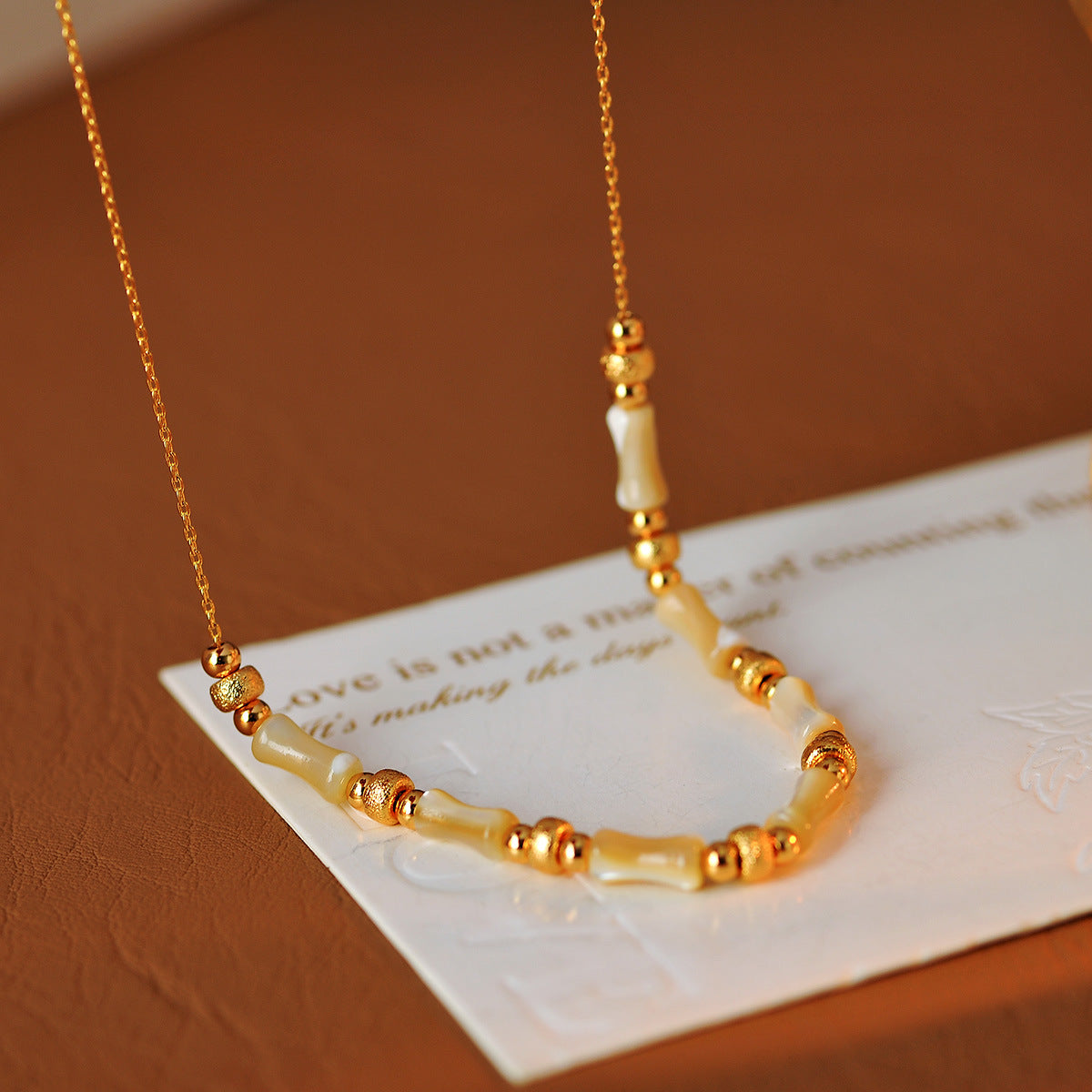 New Trendy Ancient Style One Beizi Bamboo Knot Necklace Bracelet Ear Thread Niche Design New Chinese Style Shell Jewelry